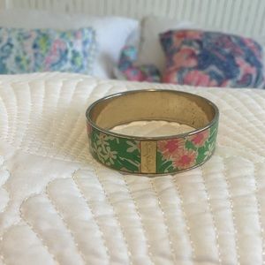 Lilly Pulitzer floral green pink Bangle Bracelet